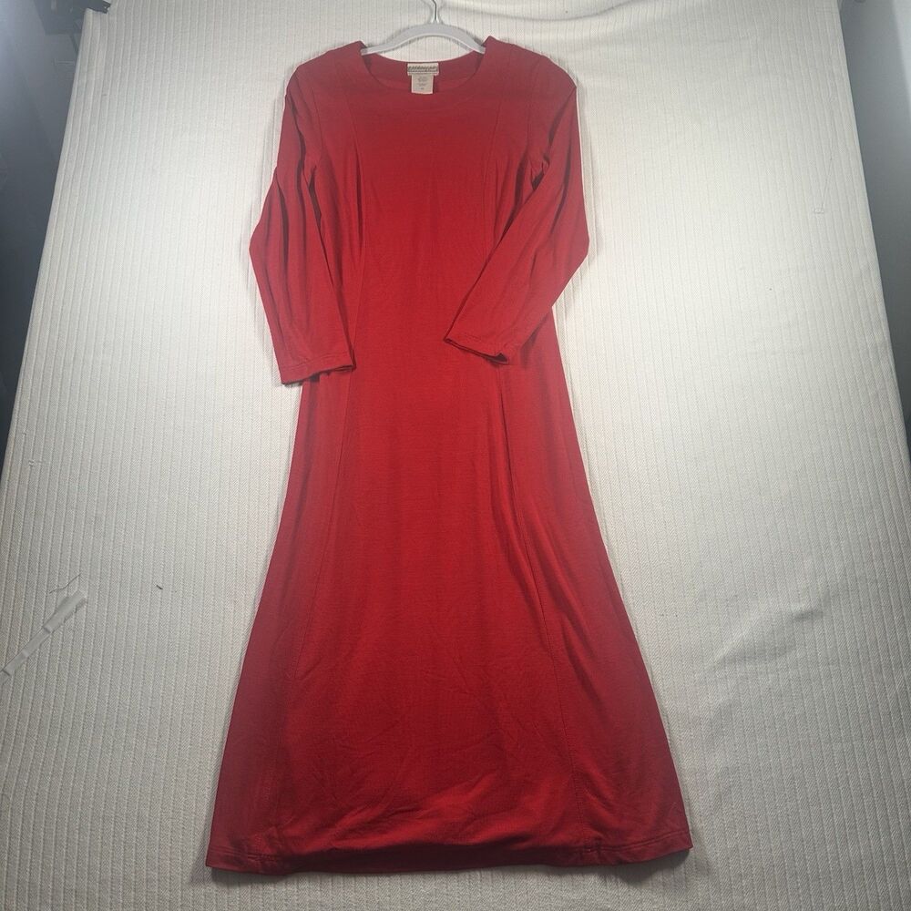 Coldwater Creek  Womens Petite Small Red Knit Stretch Minimalist Swishy Slinky